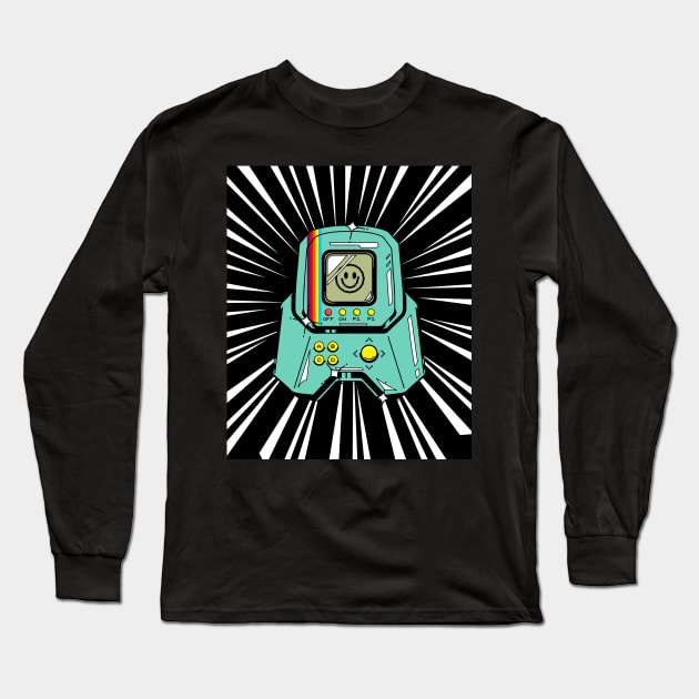 Retro Handheld Game (white print) Long Sleeve T-Shirt by Studio-Sy